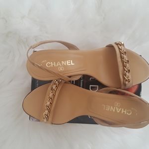 Chanel tan heel Sandals
